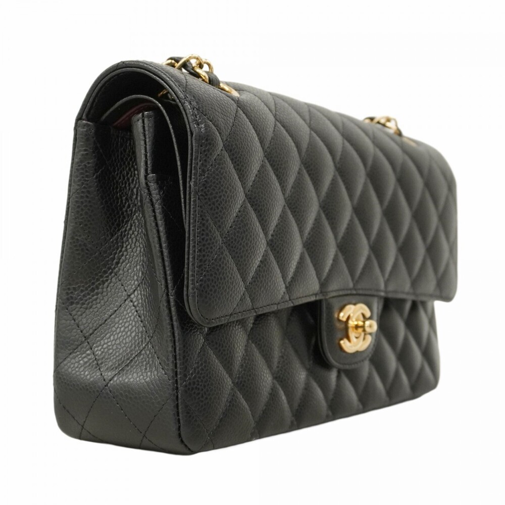 Chanel Matelasse Shoulder Bag with Double Flap and Chain, Caviar Skin, Black,... - Picture 2 of 10